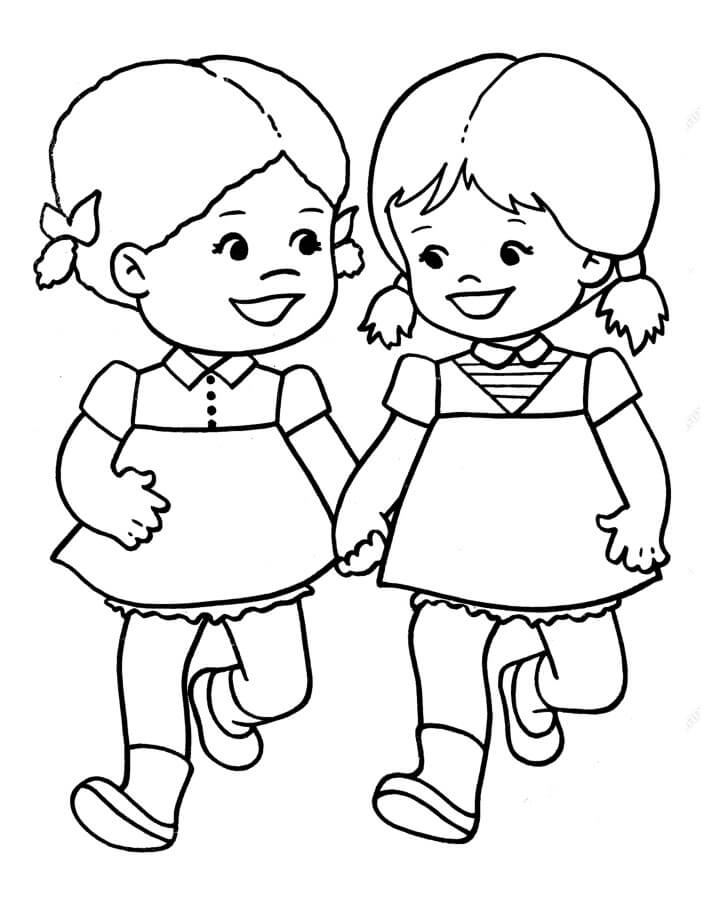 tranh to mau 2 be gai