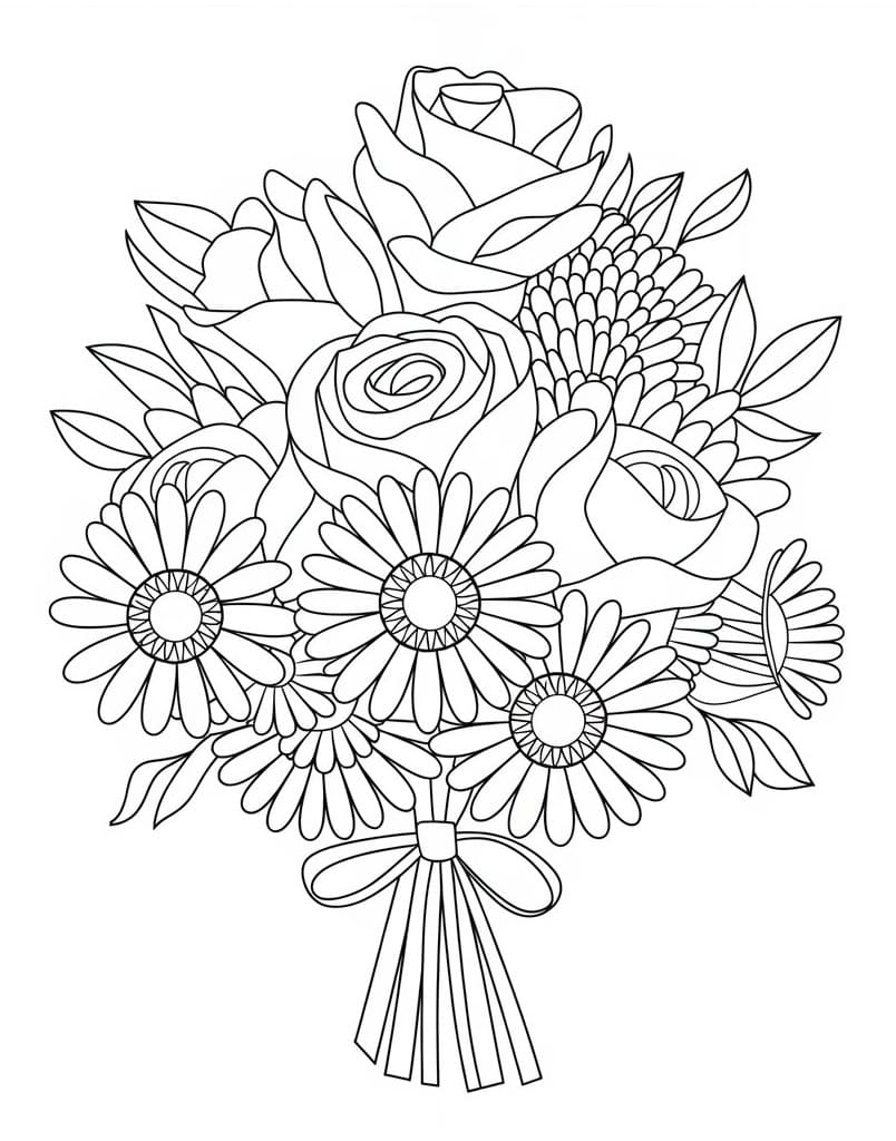 Tranh Tô Màu Bó Hoa