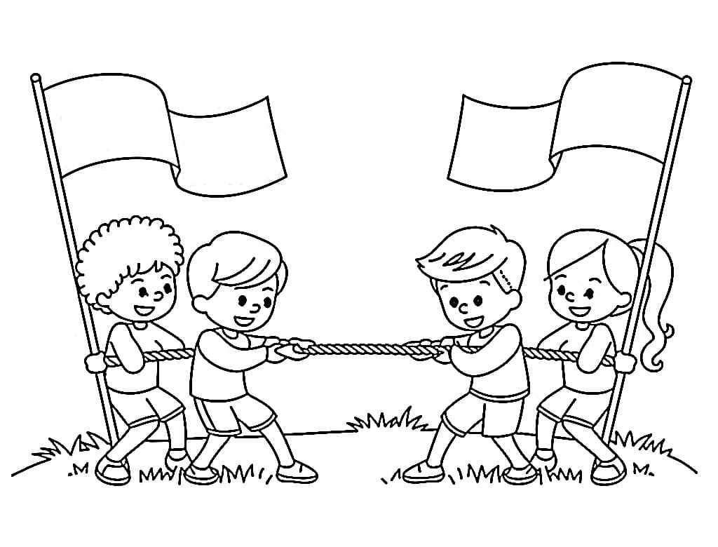 tranh to mau cac be choi keo co