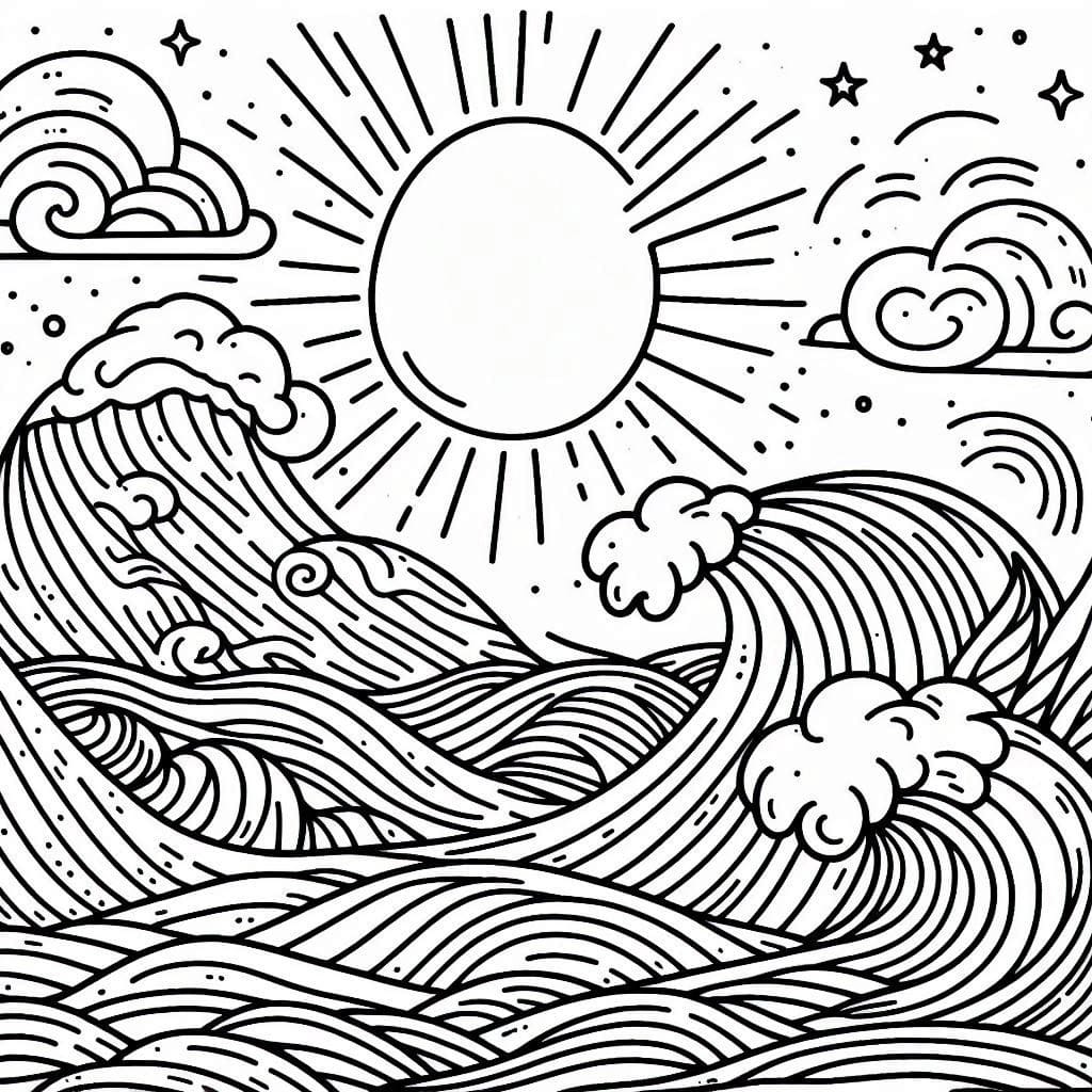 tranh to mau canh song bien