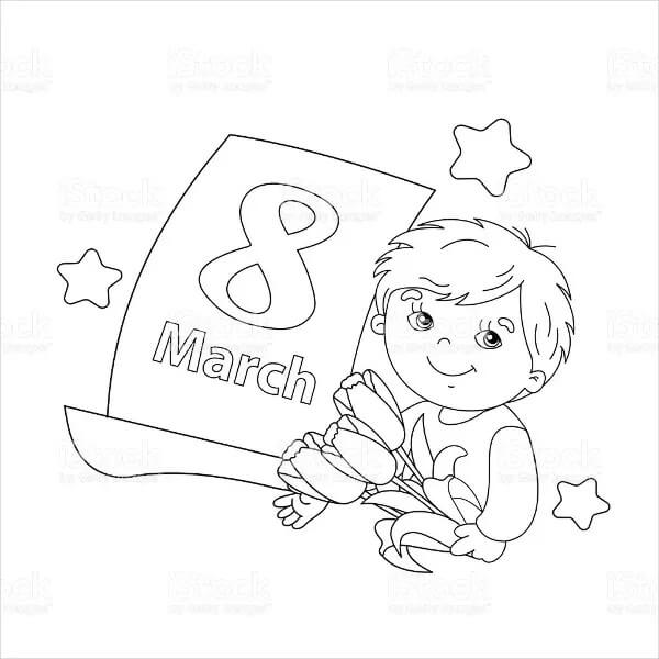 tranh to mau cau be va bong hoa ngay 8 3