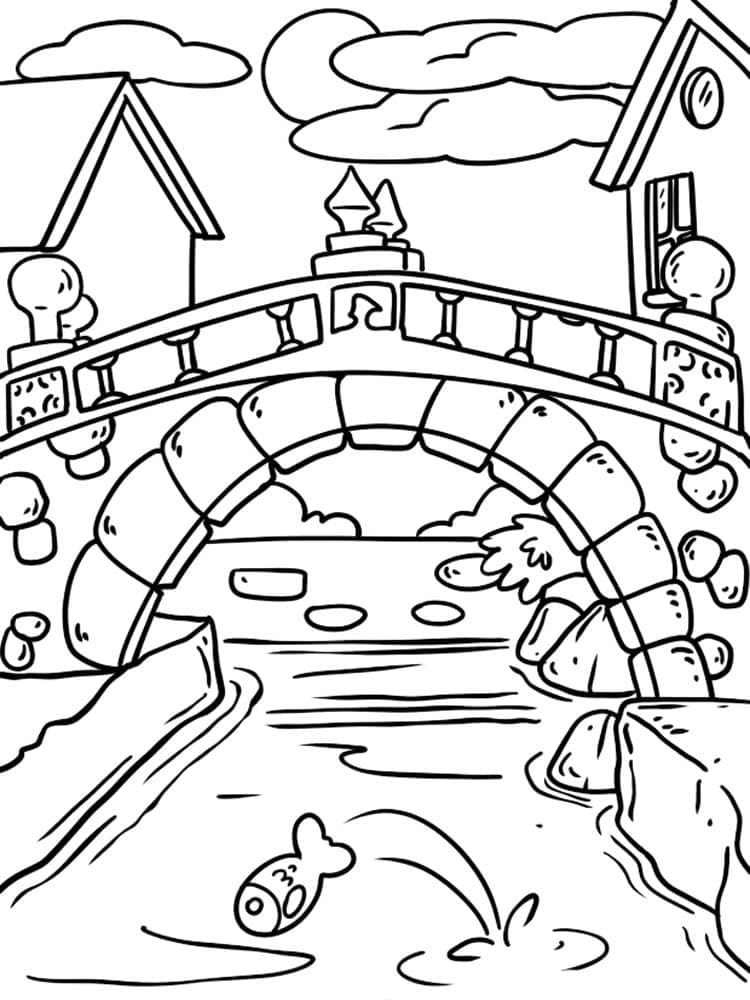 tranh to mau cay cau trong ngoi lang