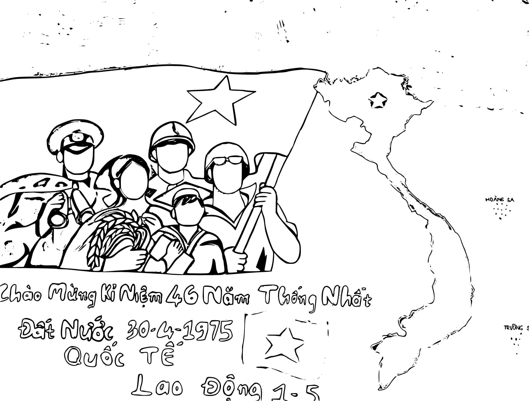 tranh to mau chao mung ngay 30 4 va 1 5