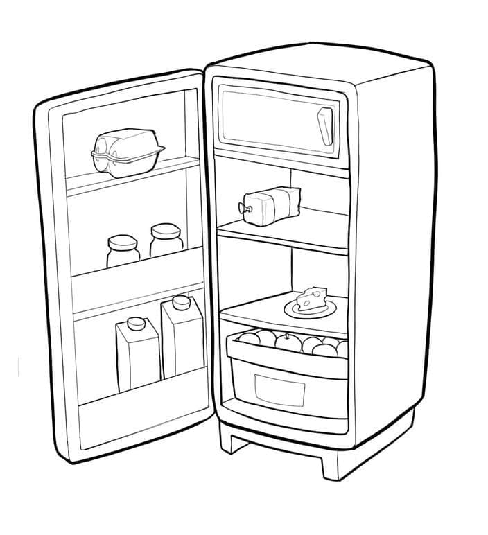 tranh to mau chiec tu lanh dung do an