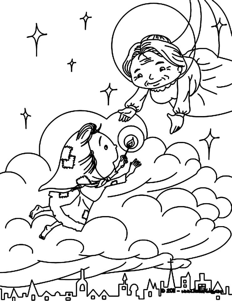 tranh to mau co be ban diem gap ba ngoai