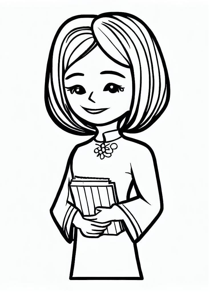 tranh to mau co giao mac ao dai rat dep