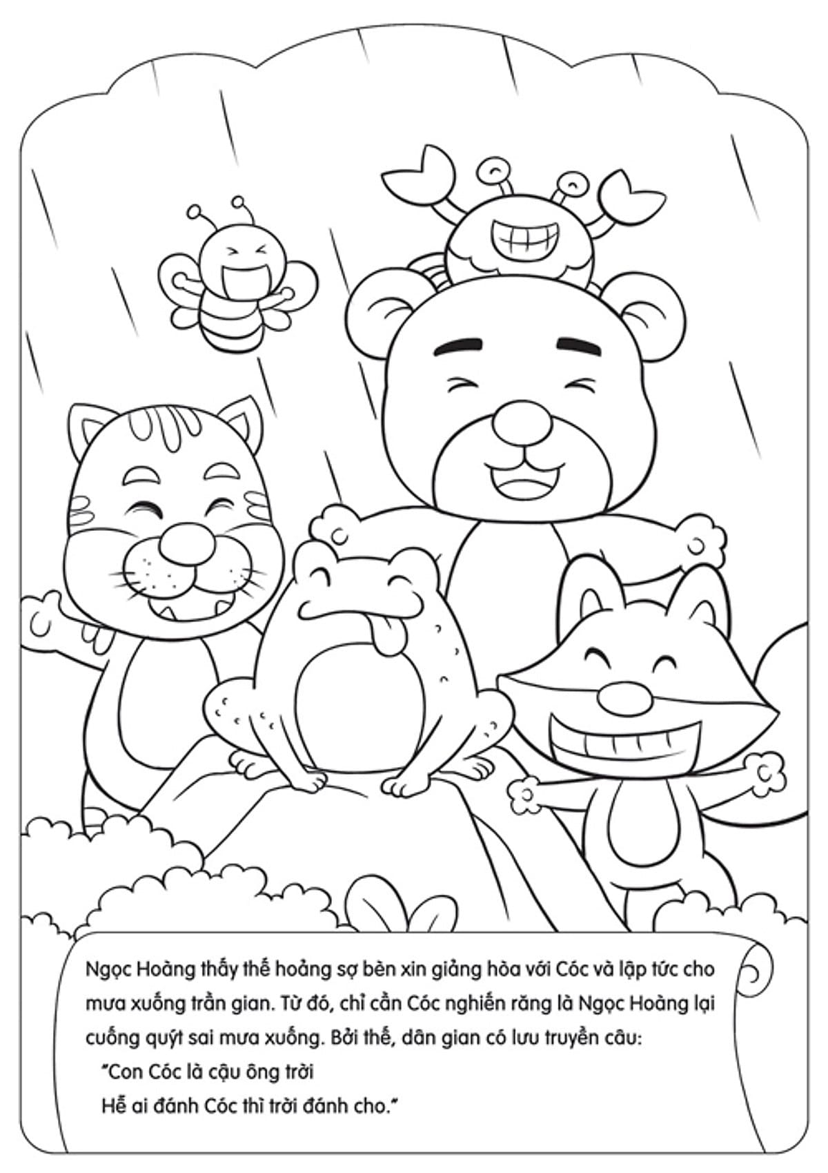 tranh to mau con coc la cau ong troi