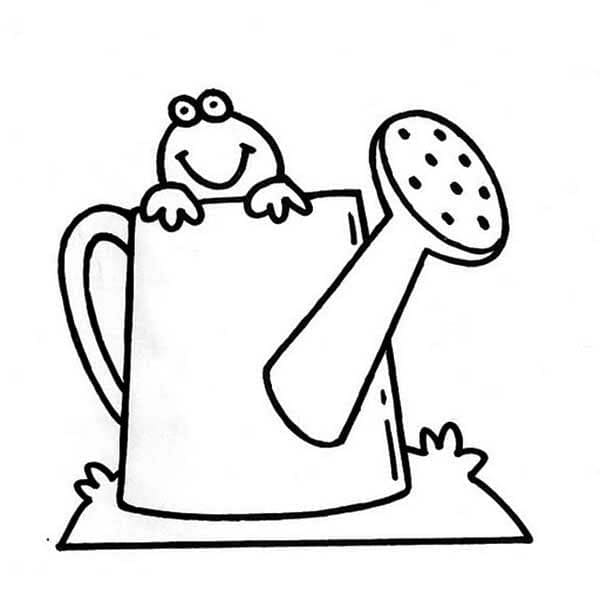 tranh to mau con ech trong binh tuoi nuoc