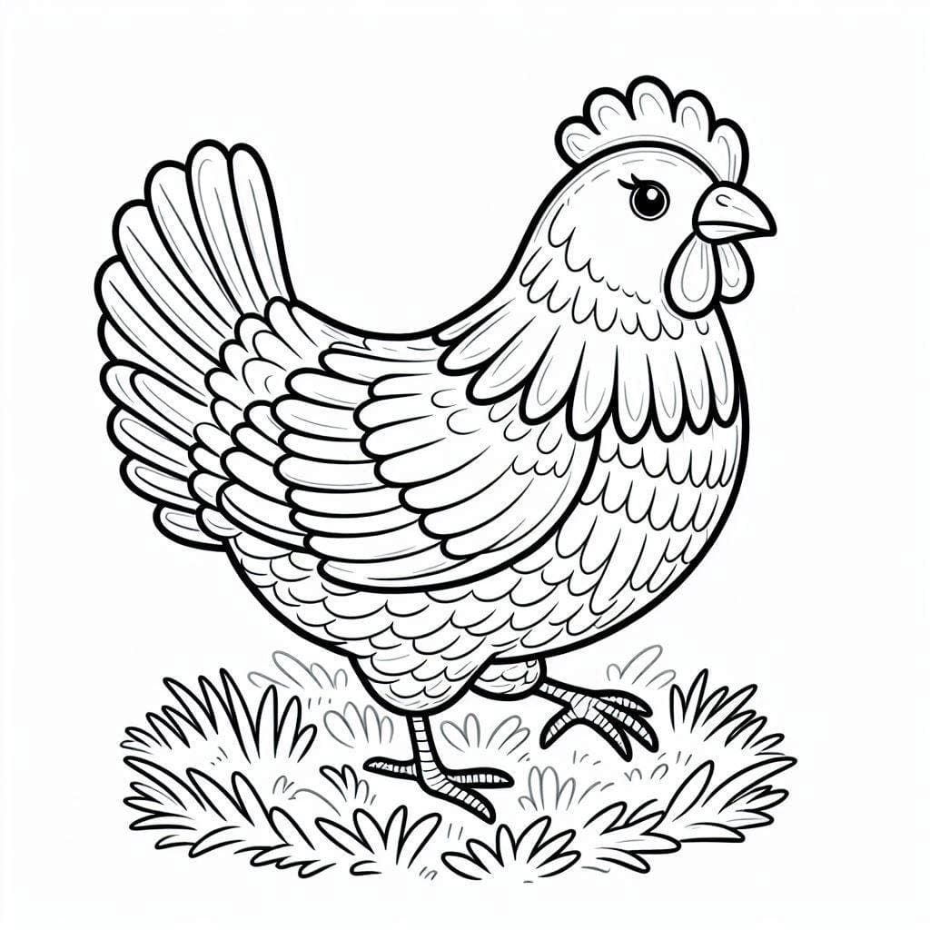 tranh to mau con ga mai dep