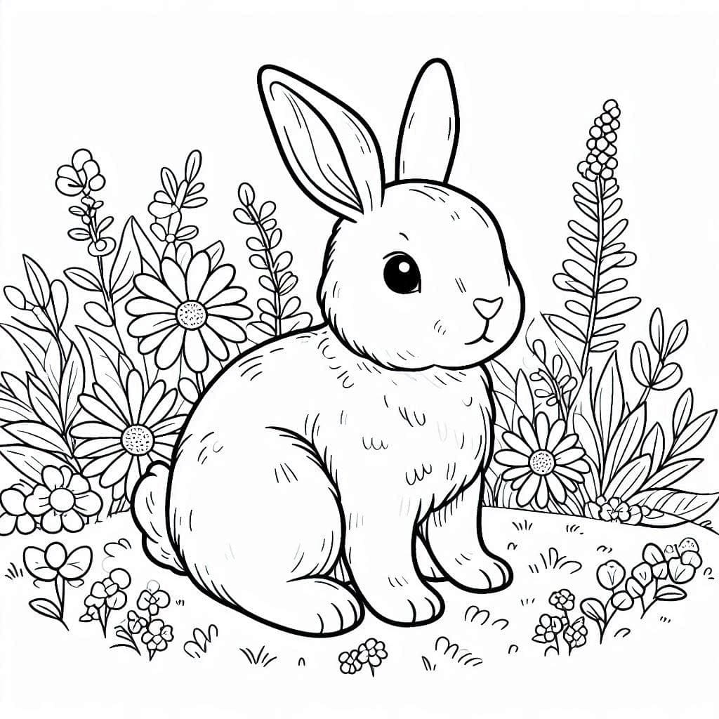 tranh to mau con tho trong vuon