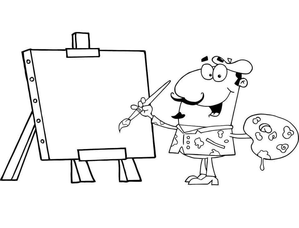 tranh to mau hoa si vui ve