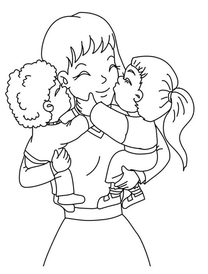 tranh to mau me yeu va cac con