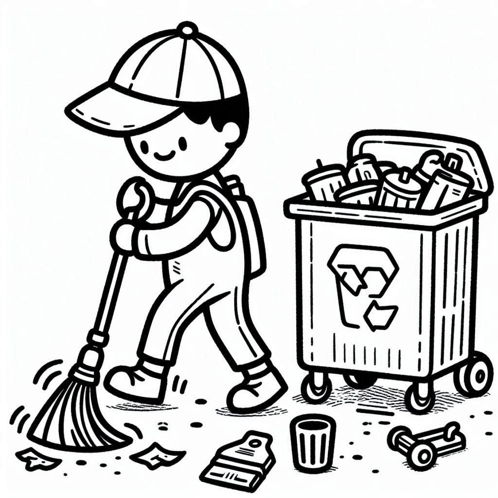 tranh to mau nguoi lao cong quet rac