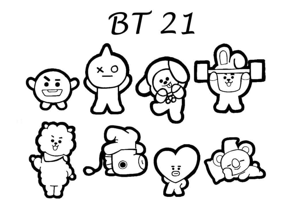 tranh to mau nhan vat bt21 de thuong