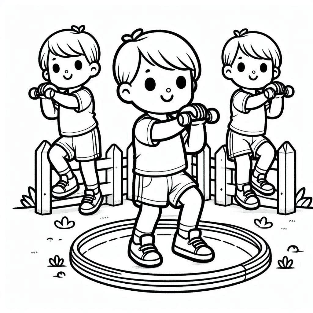 tranh to mau nhung cau be tap the duc 4